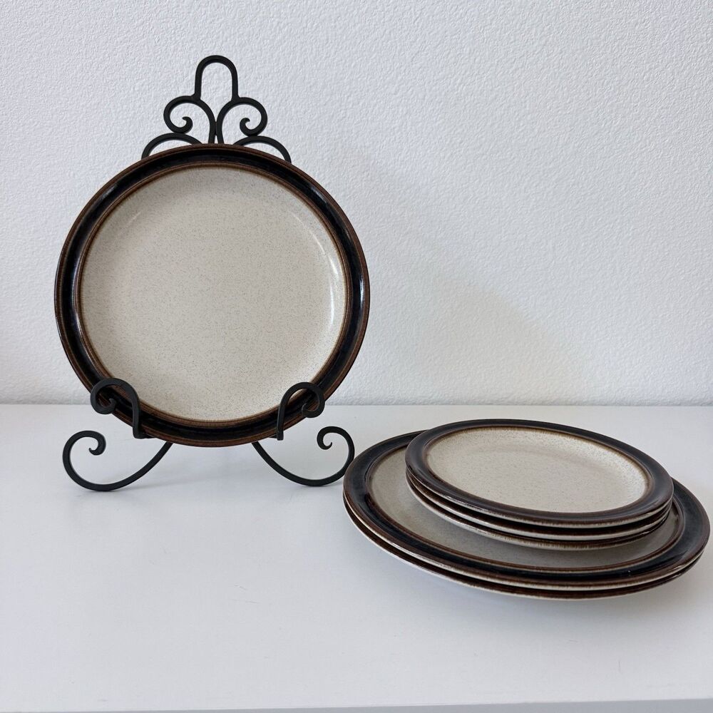 International China Suncraft Luna Plates Set 6 Stoneware Japan Vintage Mid Centu